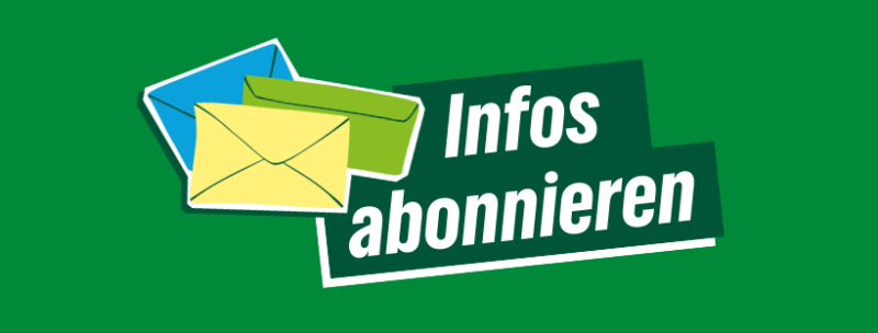 Banner mit der Aufschrift Infos abonnieren